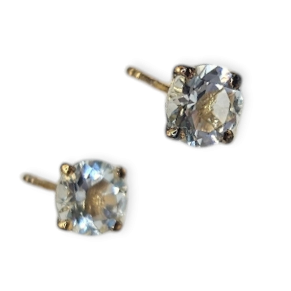 Aquamarine Solitaire Stud Earrings